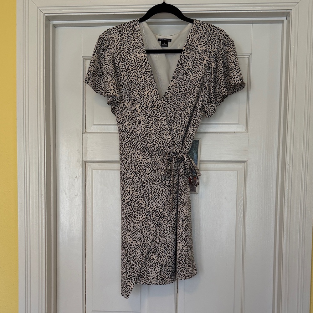 Club Monaco Black and White Patterned Midi Dress